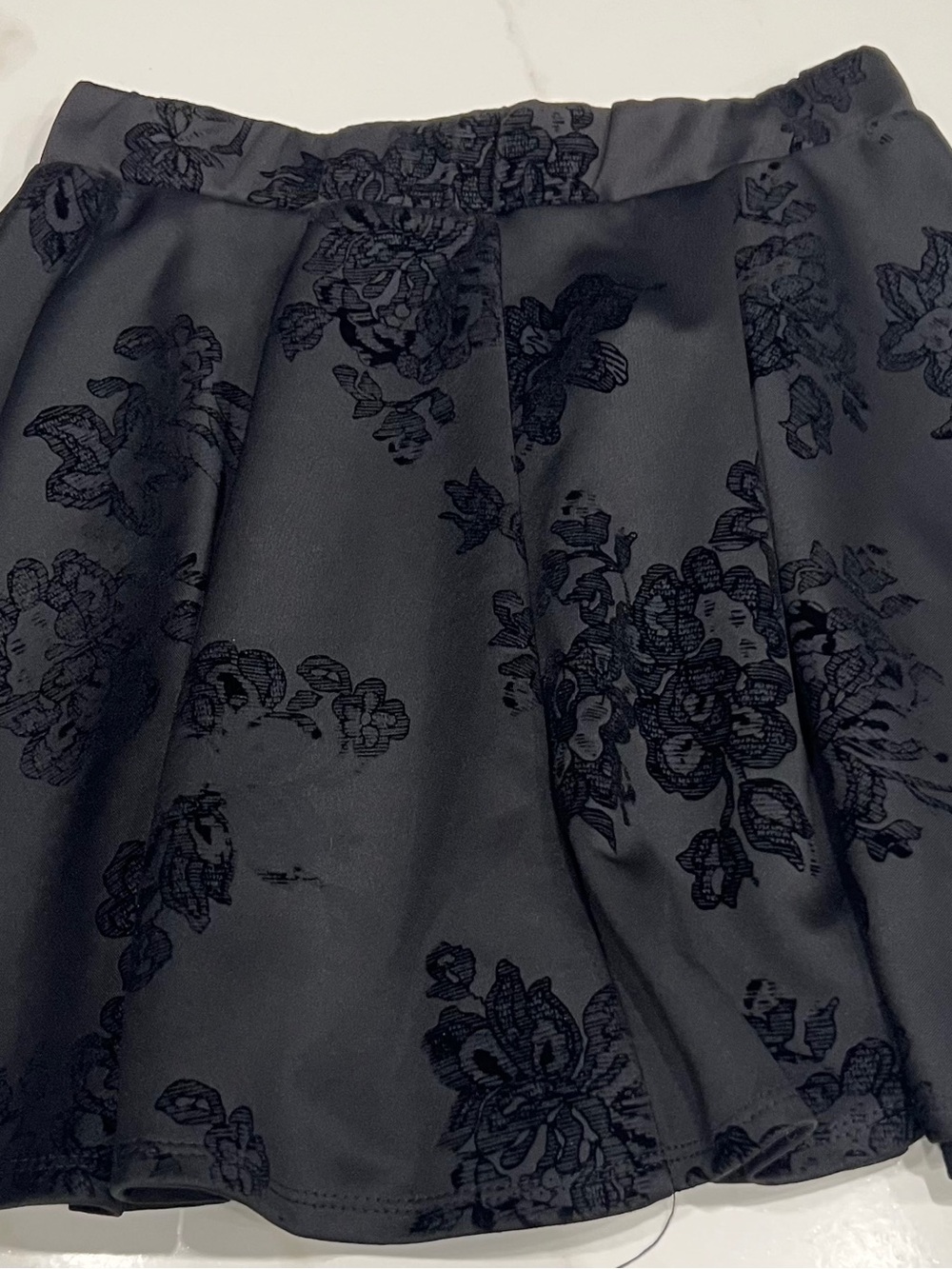 Wet Seal Black Floral Burnout Skater Skirt